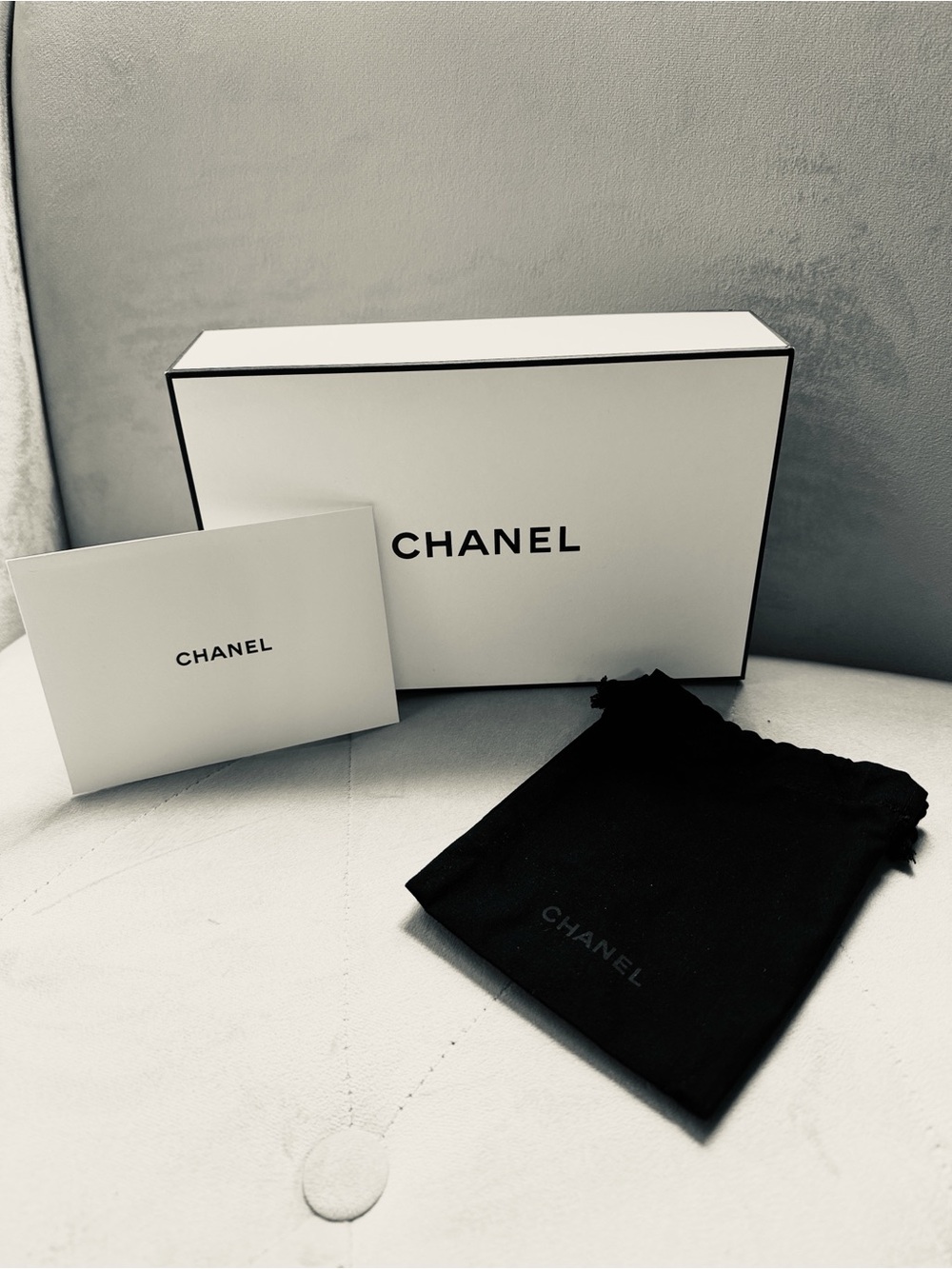 CHANEL gift box with Dust Bag and notecard